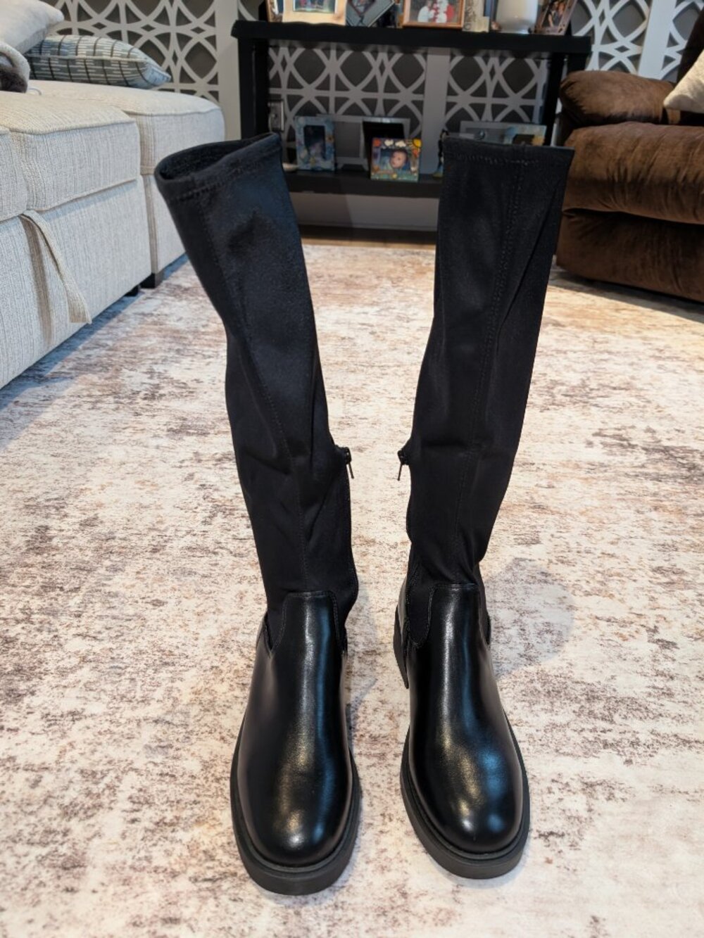 New in Box Steve Madden LEAN Women’s Size 9 Black Stretch Knee High Boots - Picture 3 of 6